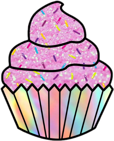 #scpink #pink #cupcake #sprinkles #rainbow #glitter - Outline Cupcake Clipart Png Transparent Png (394x489), Png Download