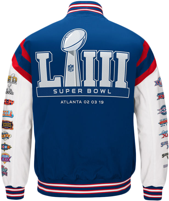 Men's Super Bowl Liii Champions Home Team Varsity Front - Super Bowl Liii Champions Clipart (600x800), Png Download