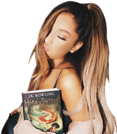 #arianagrande #png #famous People #book #harry Potter - Ariana Grande With Harry Potter Book Clipart (455x521), Png Download