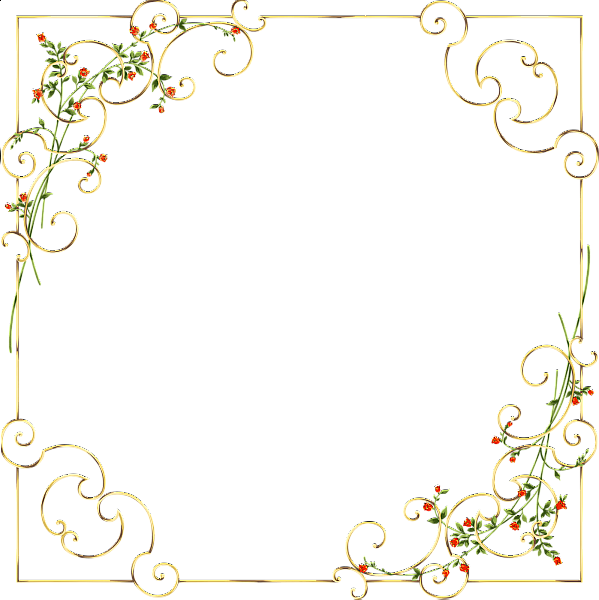 Gold Frame With Delicate Wild Flowers Printable Border, - Delicate Frame Clipart (599x600), Png Download