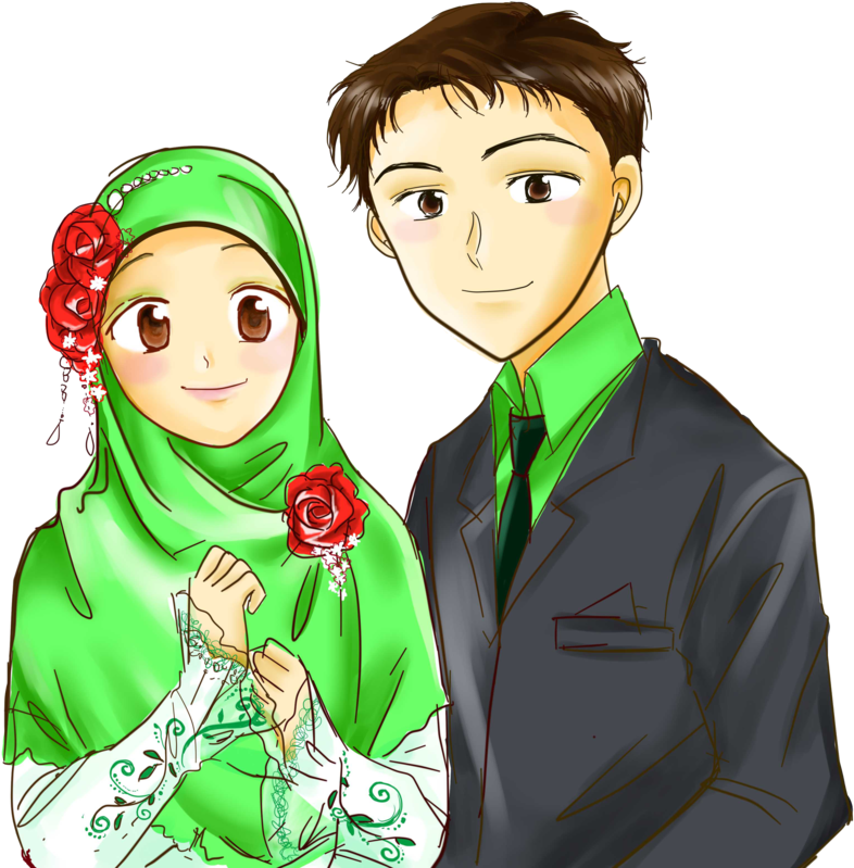 Wedding Muslim Animasi Png , Png Download - Png Muslim Wedding Cartoon Clipart (786x799), Png Download