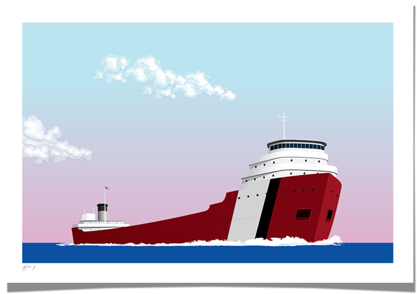 Great Lakes Freighter I Art Print Roo Kee Roo - Cruiseferry Clipart (1000x1000), Png Download
