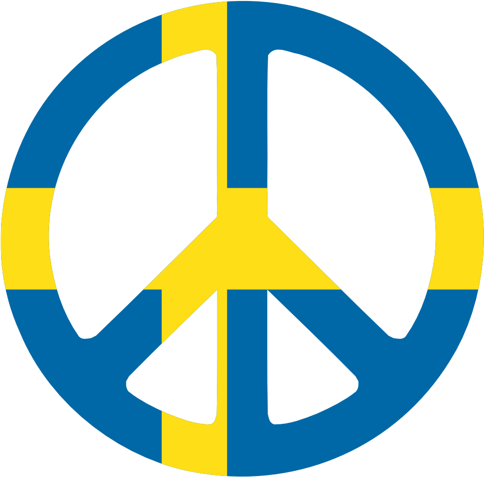 Sweden Peace Symbol Flag 3 Cnd Logo Peacesymbol Scalable - Peace Sweden Clipart (999x999), Png Download