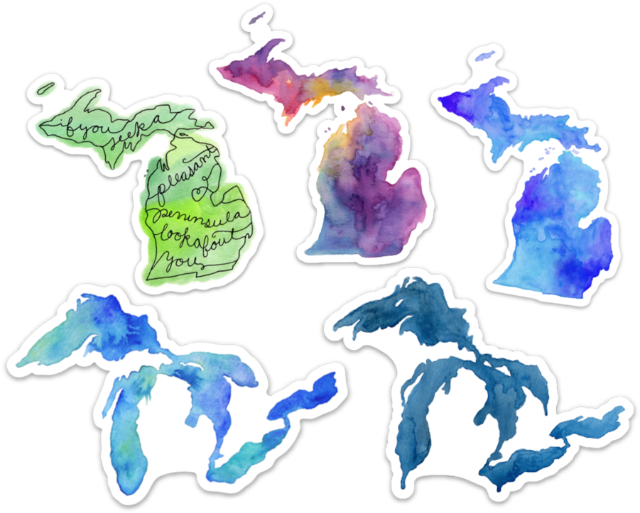 Great Lakes And Michigan Stickers - Great Lakes Postcard Clipart (901x723), Png Download