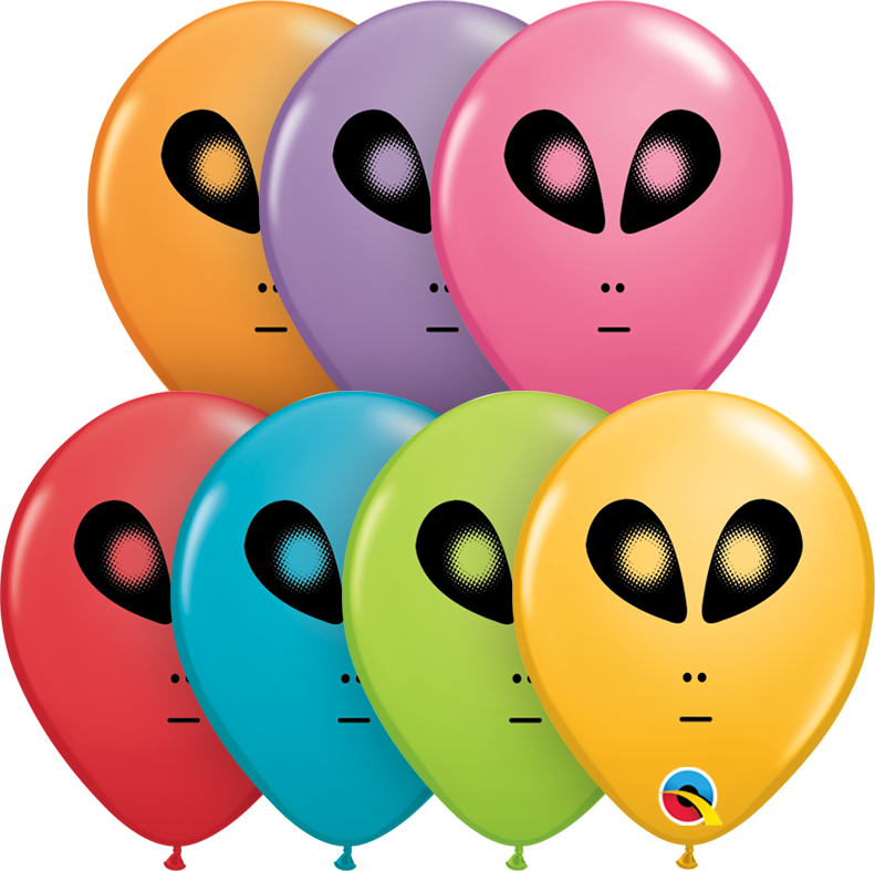 5" Festive Alien Assortment Balloons All American Balloons - Balao De Dinossauro Clipart (791x787), Png Download