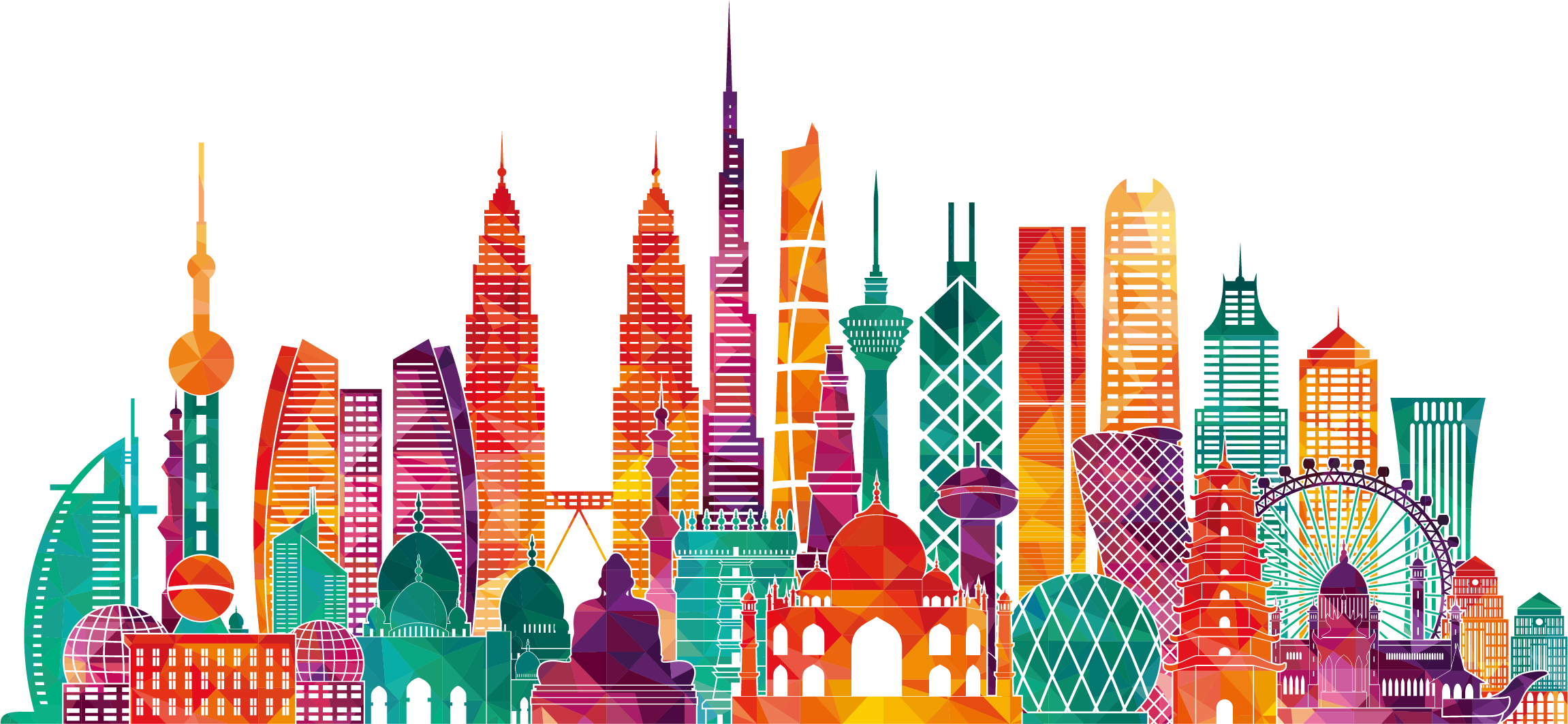 Travel Asia Clipart (2302x1063), Png Download