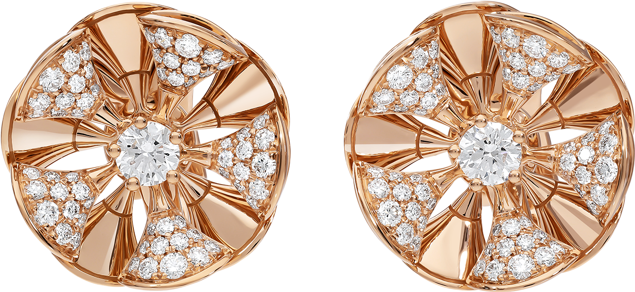 Divas' Dream Earrings In 18 Kt Rose Gold Set With A - Bulgari Earrings Clipart (1800x1405), Png Download