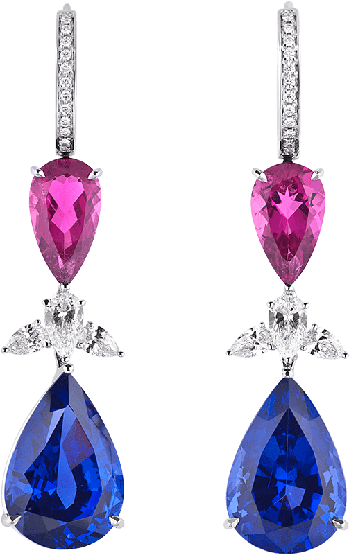Rubelite & Tanzanite Earrings - Earrings Clipart (1000x1000), Png Download