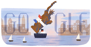 Google Marks Anniversary Of Statue Of Liberty's Arrival - Polymer Replica Of The Statue Of Liberty Clipart (300x200), Png Download