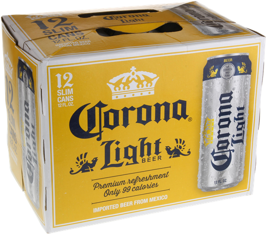 Corona Light Beer 12 Pk Slim Cans - Corona Light Beer Cans Clipart (600x528), Png Download