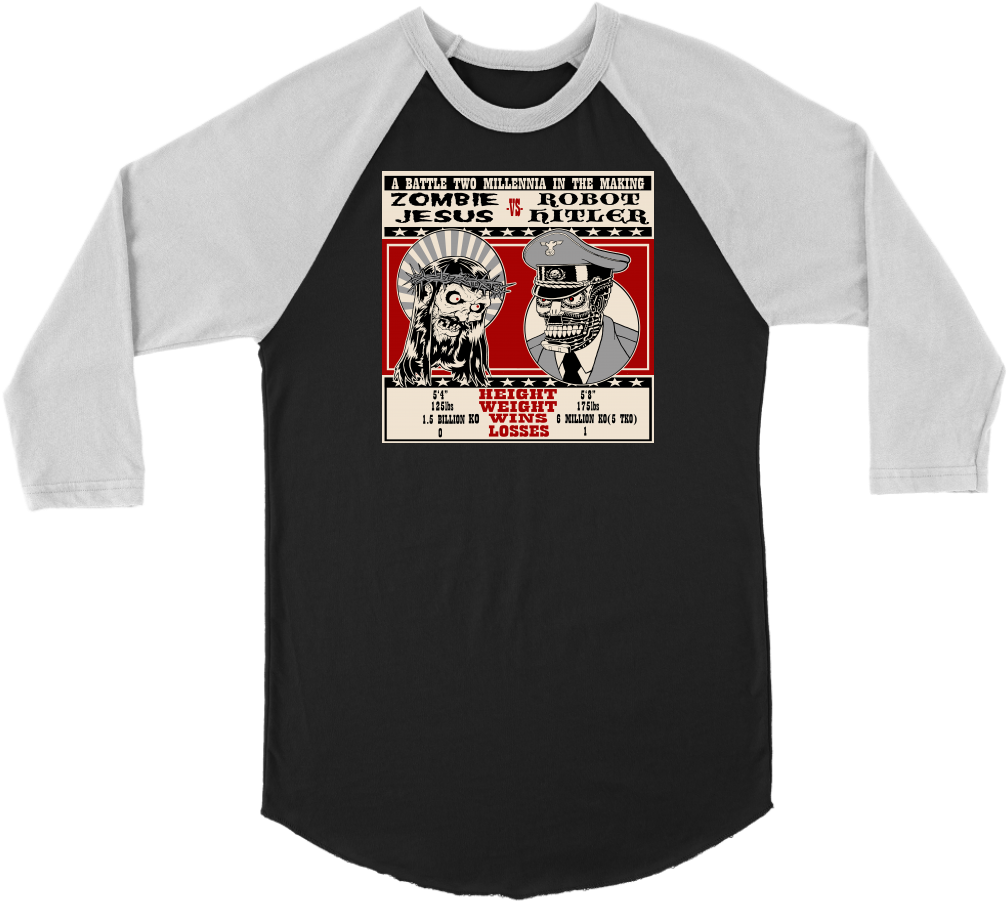 Zombie Jesus Vs Robot Hitler • Original Design By Tank - Here Comes Amazon Shirt Clipart (1024x1024), Png Download
