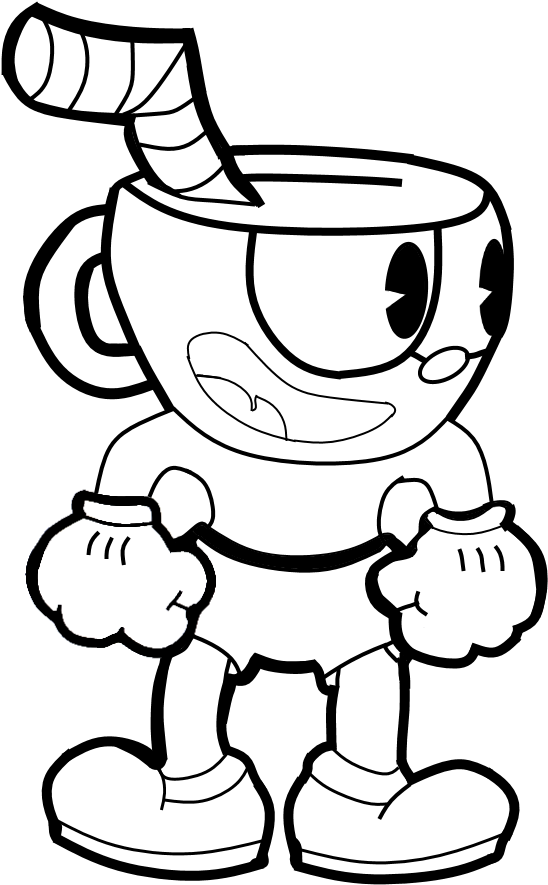 Incredible Ideas Cuphead Coloring Page Collection Of - Black And White Cuphead Clipart (623x929), Png Download