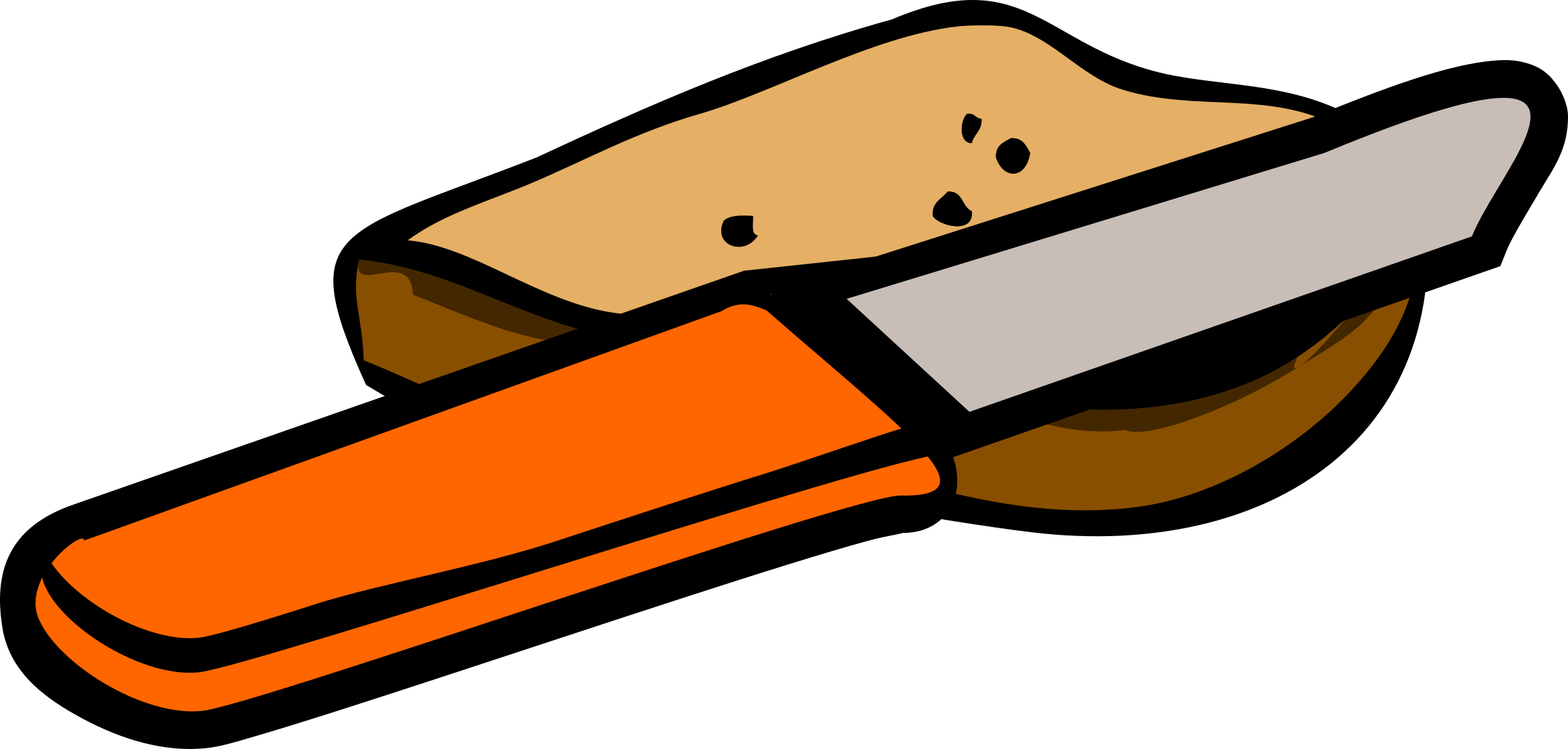 This Free Icons Png Design Of Knife And Piece Of Bread Clipart (2400x1147), Png Download
