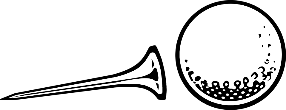 Png Freeuse Golf Ball Clipart Black And White - Golf Tee Clip Art Transparent Png (958x369), Png Download