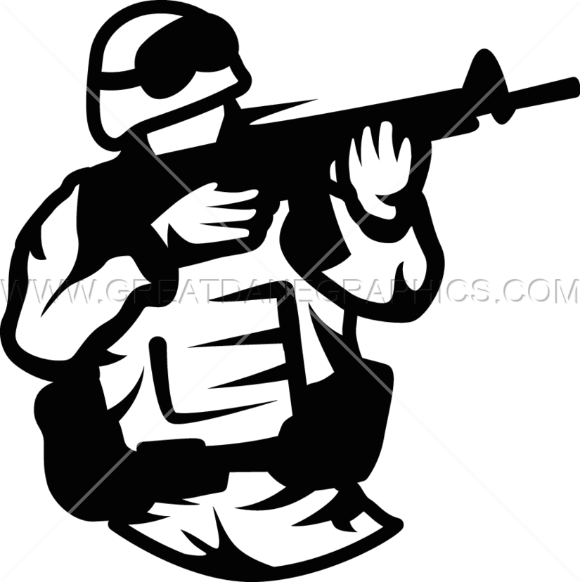 Shooter Clipart Soldier - Soldier Black And White Png Transparent Png (825x828), Png Download