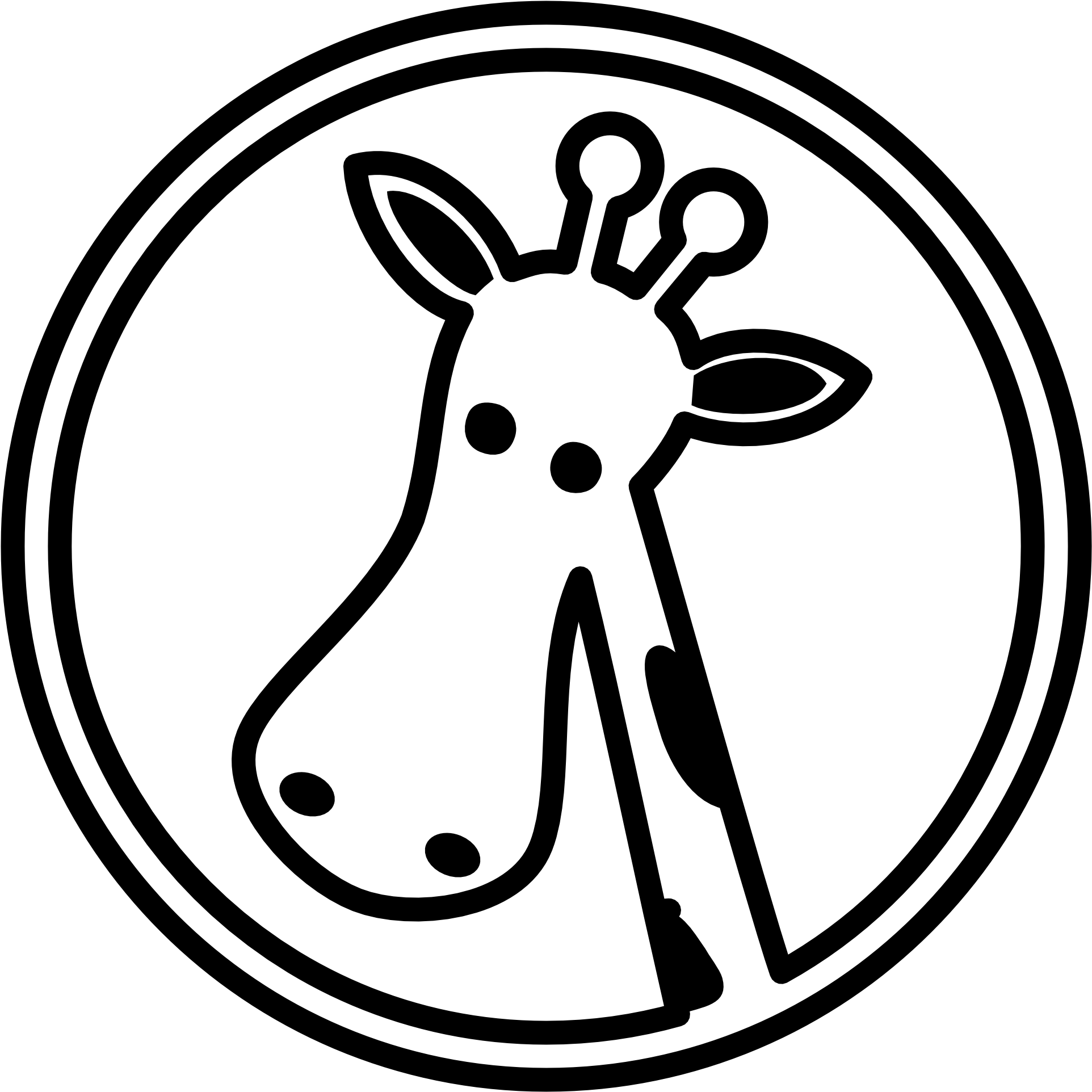 Animal Clipart Line - Giraffe Head Coloring Pages - Png Download (1979x1979), Png Download