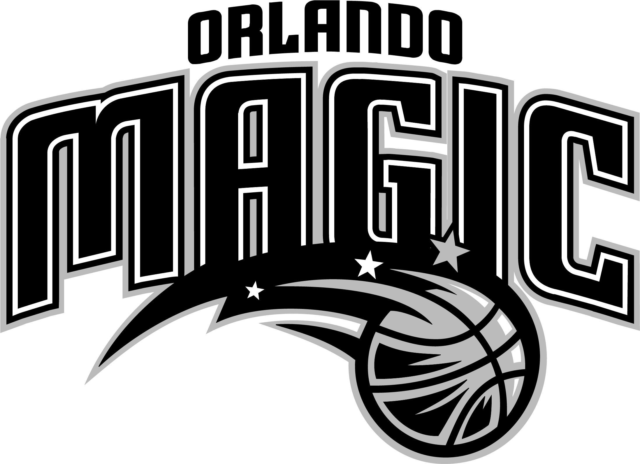 Orlando Magic Logo Black And White - Orlando Magic Black And White Clipart (2196x1592), Png Download
