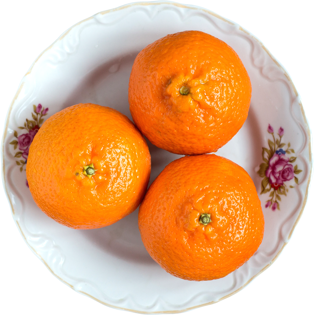 Tangerines On Plate - Fruit Plate Png Top View Clipart (1075x1079), Png Download