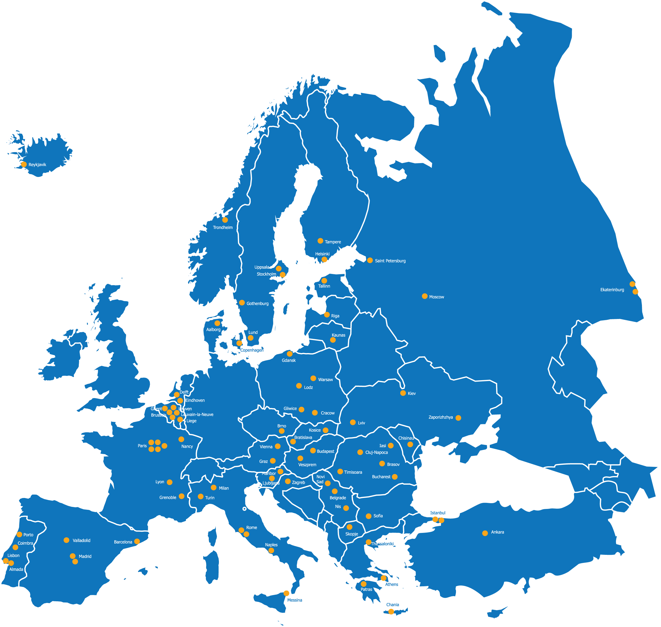 Best Map Of Europe With Townnames - Europe Png Clipart (2289x2172), Png Download