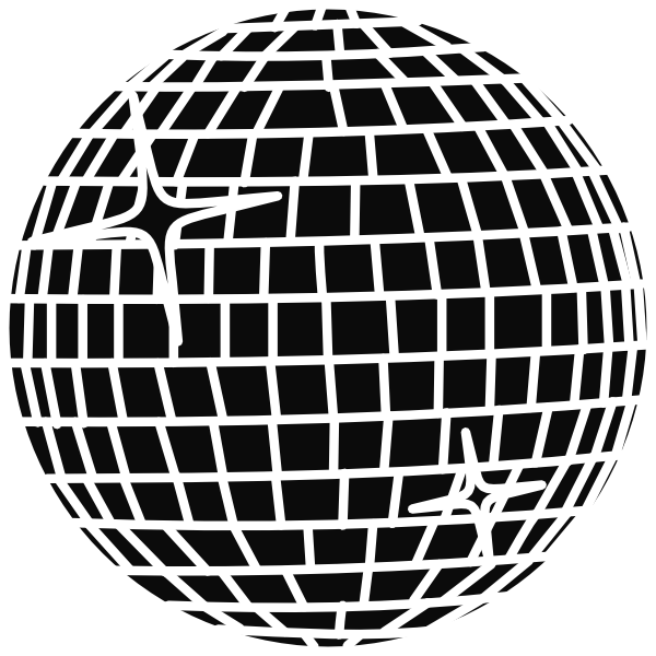 Snow Disco Ball Rand Schmal B/w Clip Art - Roller Disco Party Invitations - Png Download (600x600), Png Download