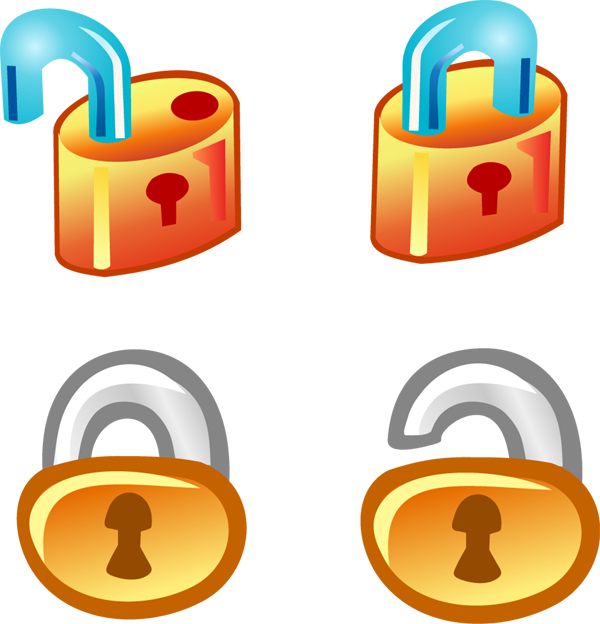Free Vector Lock Icons Free Download - Lock Unlock Icon Clipart (600x624), Png Download