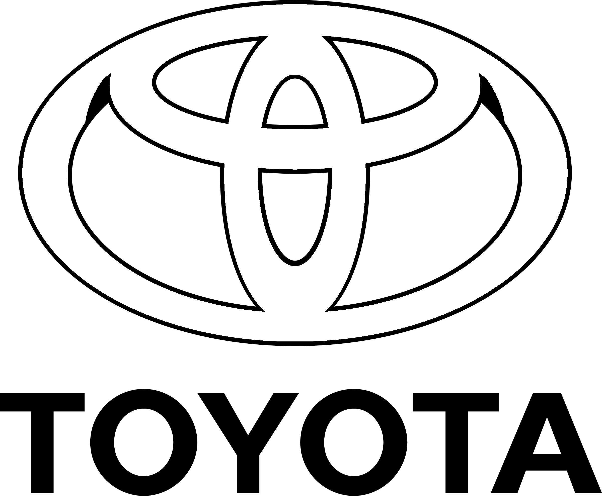 Toyota Logo Black And White - Toyota Logo White Transparent Clipart (2400x1980), Png Download