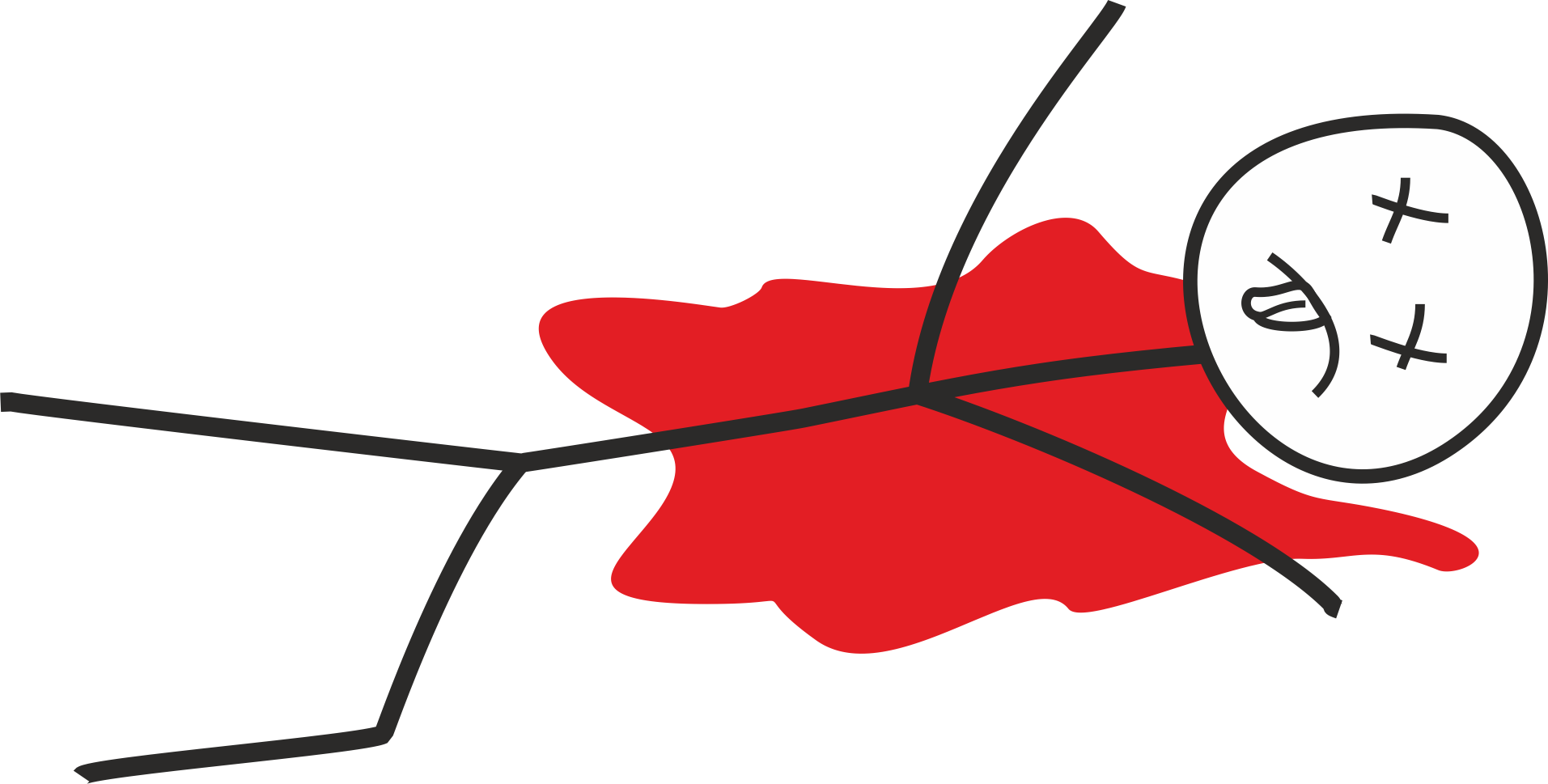 Dead Clipart Stick Figure - Stick Figure Dead Body - Png Download (1913x969), Png Download