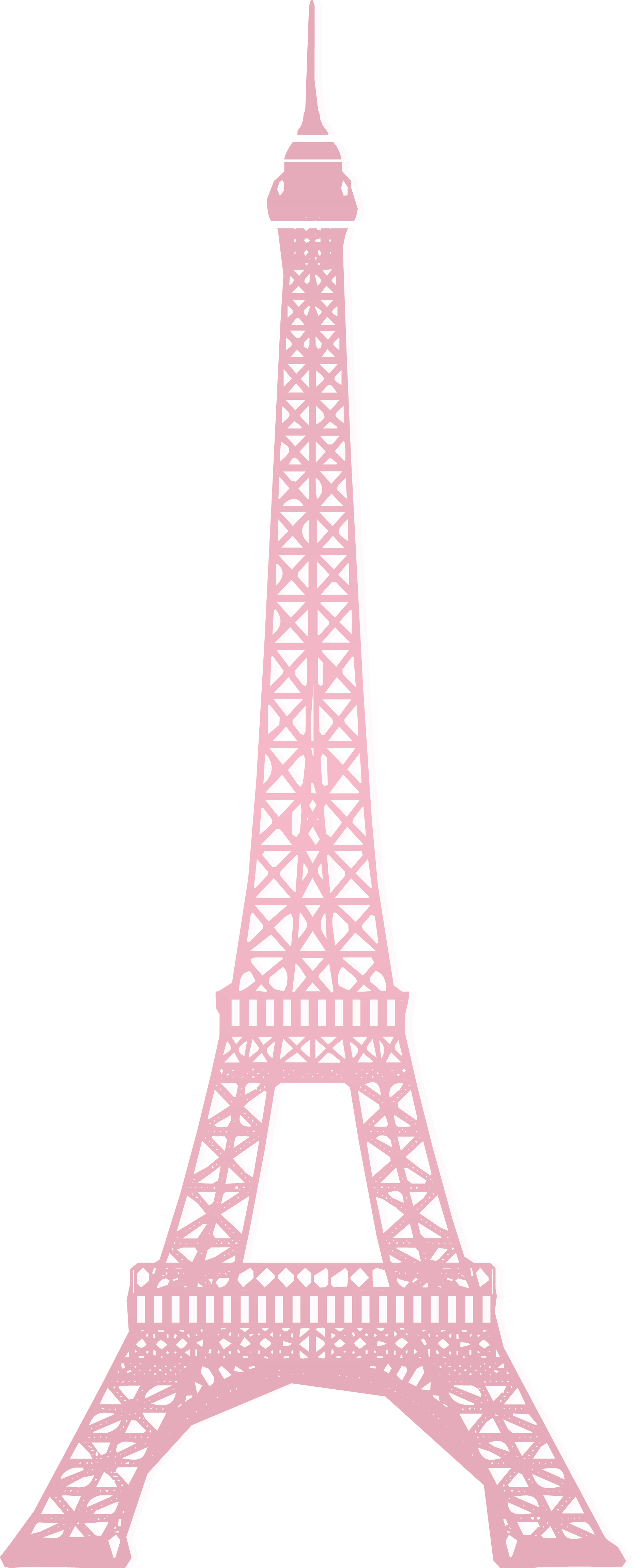 Pink Eiffel Tower Transparent Clipart (1858x4600), Png Download