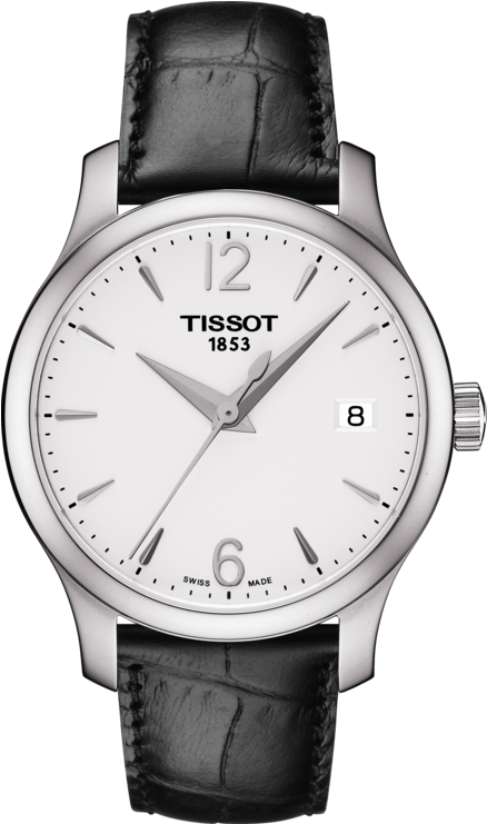Tissot Tradition Lady - Mens Leather Strap Watch Clipart (555x840), Png Download