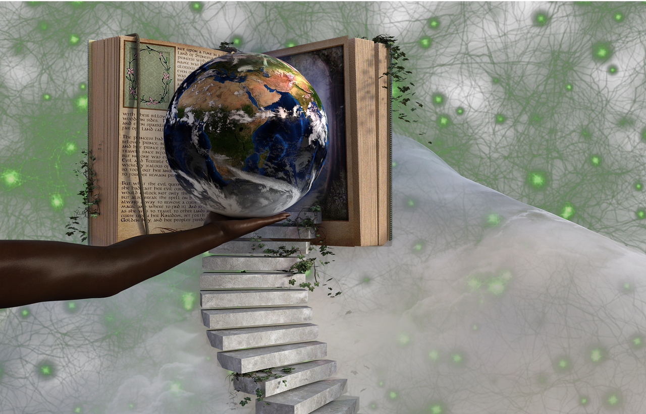 Globe Hand Book Magic Png Image - Book Clipart (1280x822), Png Download