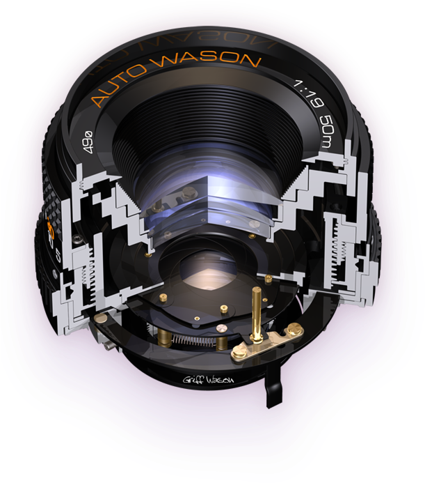 Front 140 Deg Cutaway Illustration Of A 50mm F/1 - Rotor Clipart (648x764), Png Download