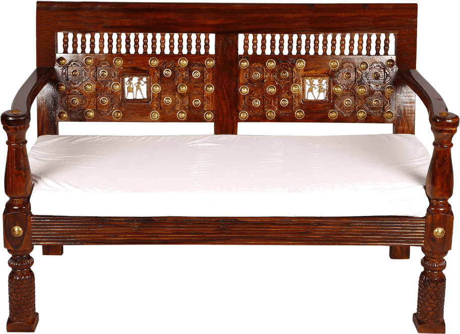 Sofa 2 Seater Brass Work Tribal Design Saritagf - Bench Clipart (965x965), Png Download