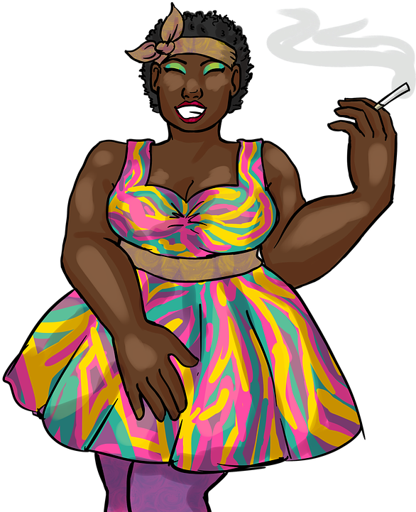Art Transparent Black Woman Black Lady 50s Dress - Illustration Clipart (586x721), Png Download