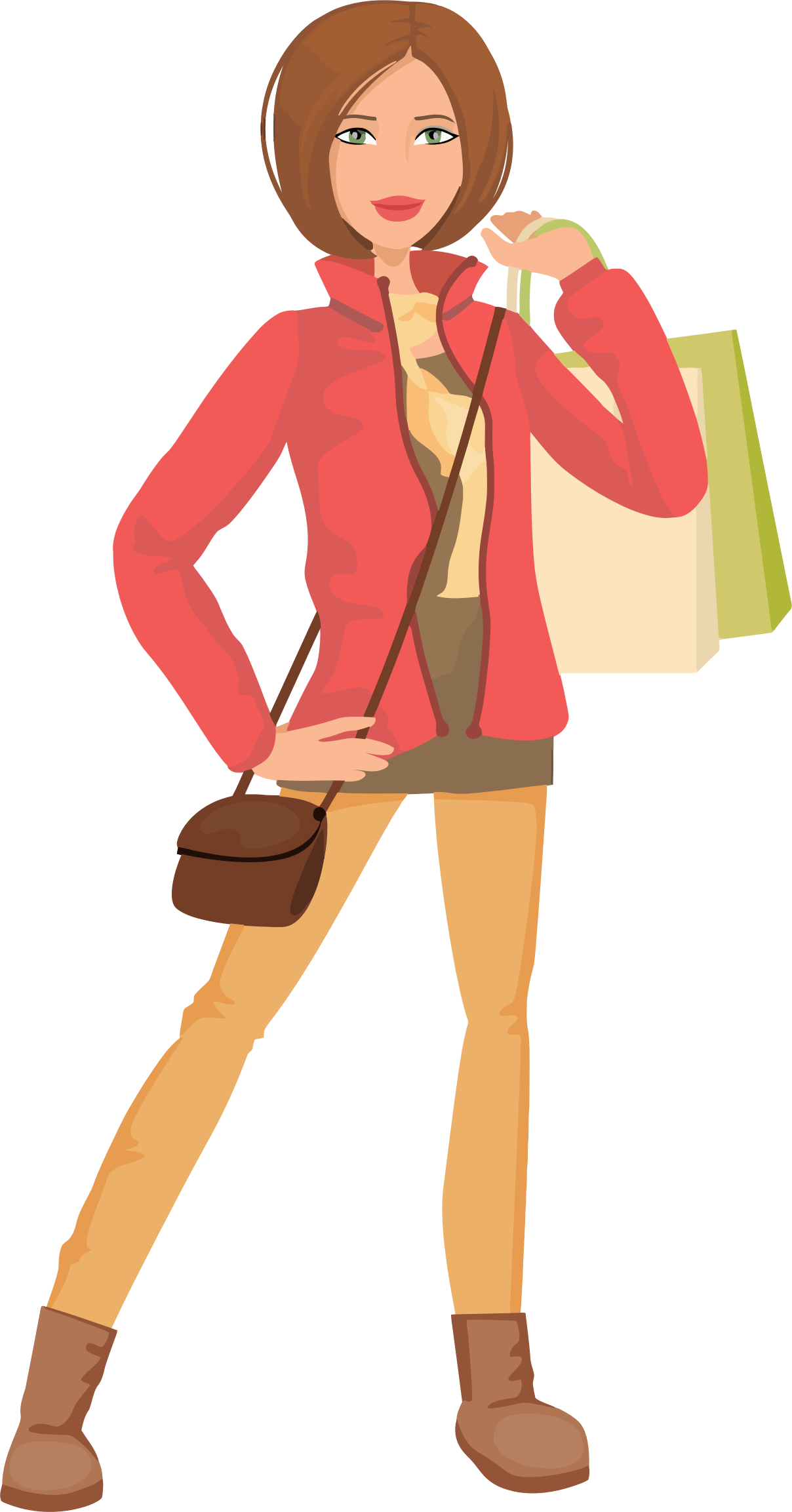 Shopping Illustration Big Image Png - Woman Shopping Transparent Png Clipart (1208x2306), Png Download