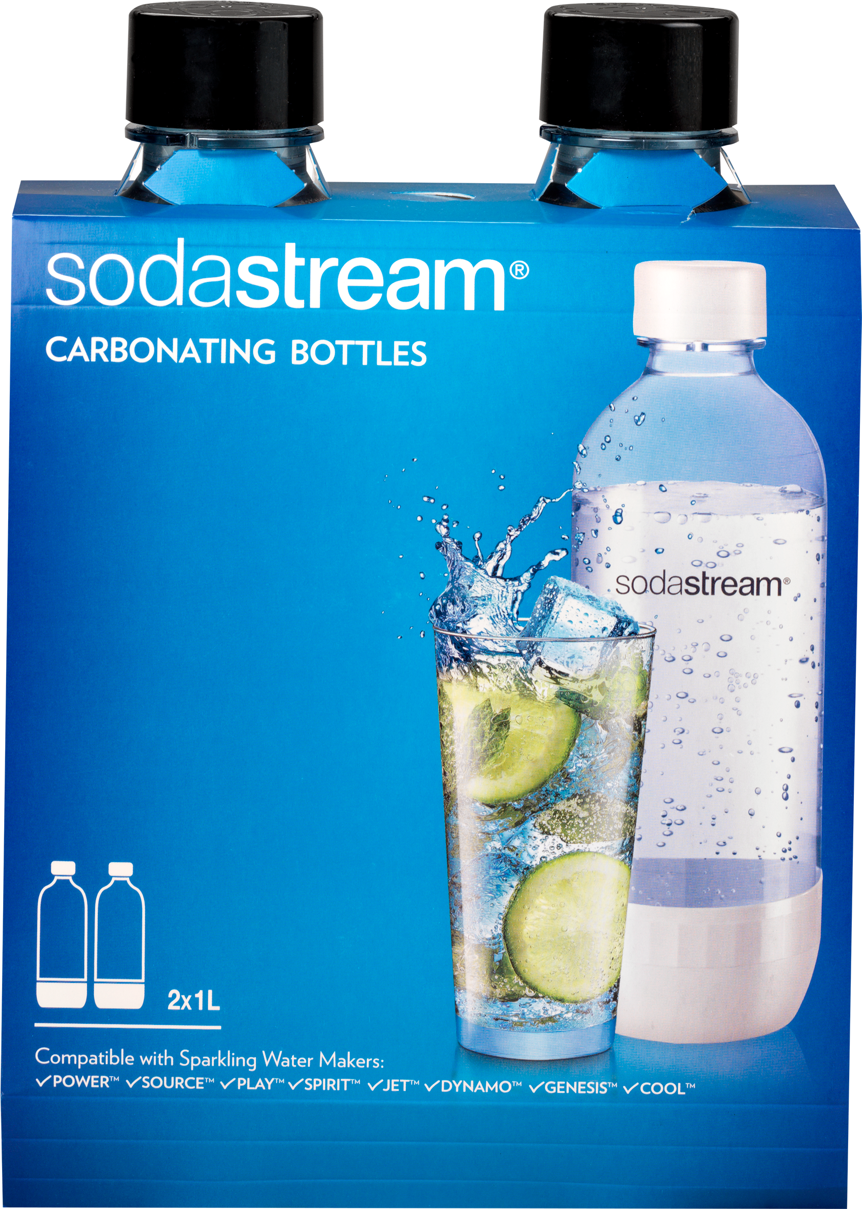 Sodastream 1 Liter Black Carbonating Bottles, 2 Count - Sodastream Carbonating Bottles Clipart (3000x3000), Png Download