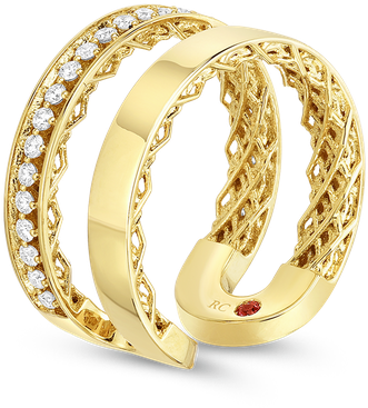 Roberto Coin Double Symphony Golden Gate Ring With - Engagement Ring Clipart (800x800), Png Download