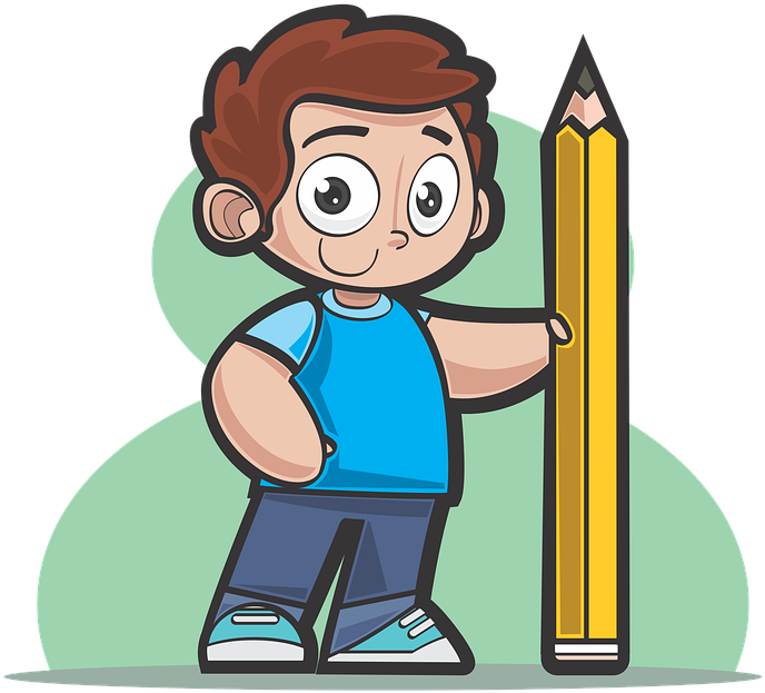 Boy Pencil Drawing School Student Person Teenager - Cartoon Clipart (720x720), Png Download