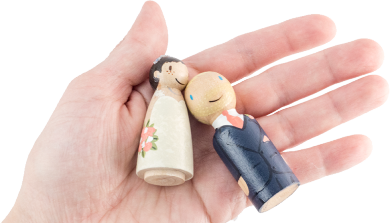 Hand-painted To Look Just Like You Custom Wooden Wedding - Play-doh Clipart (768x439), Png Download