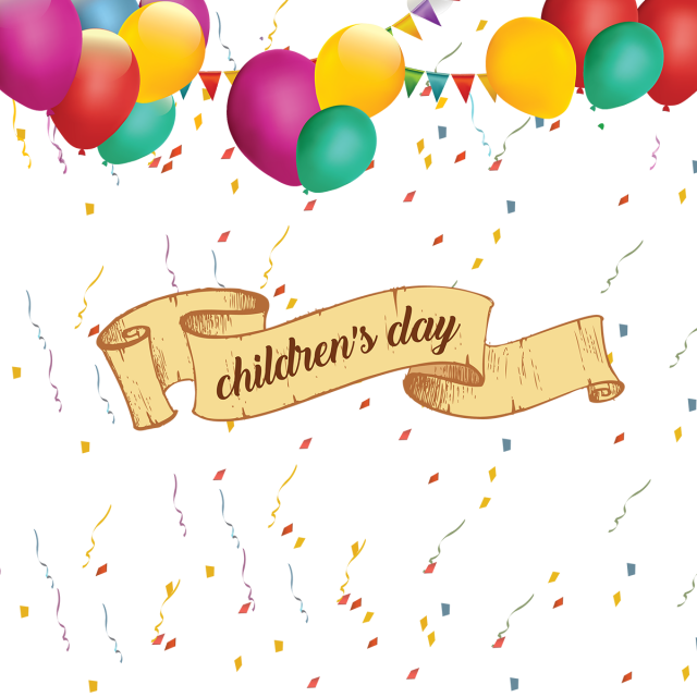 Picture Free Baloon Vector Balloon Ribbon - Children's Day Png Clipart (640x640), Png Download