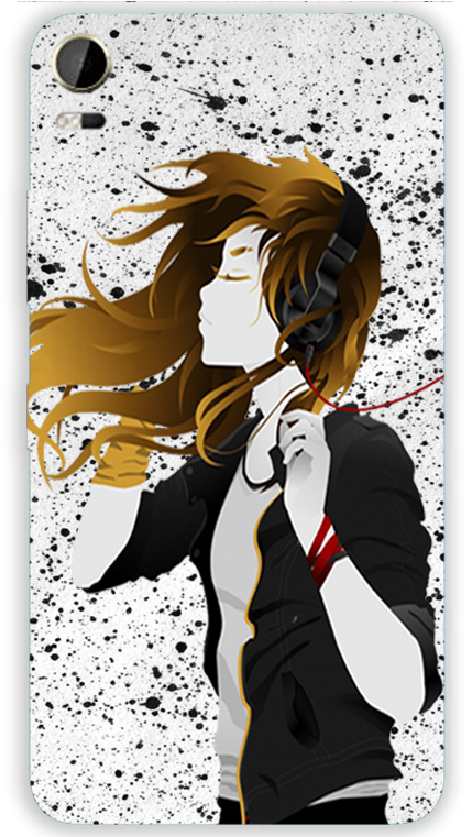 Htc Desire 10 Pro Headphones Girl Listening To Music - Anime Girl With Earphones Clipart (700x760), Png Download
