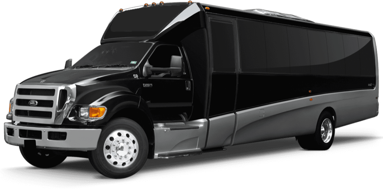 40 Passenger Party Bus - Black Party Bus Png Clipart (1364x618), Png Download