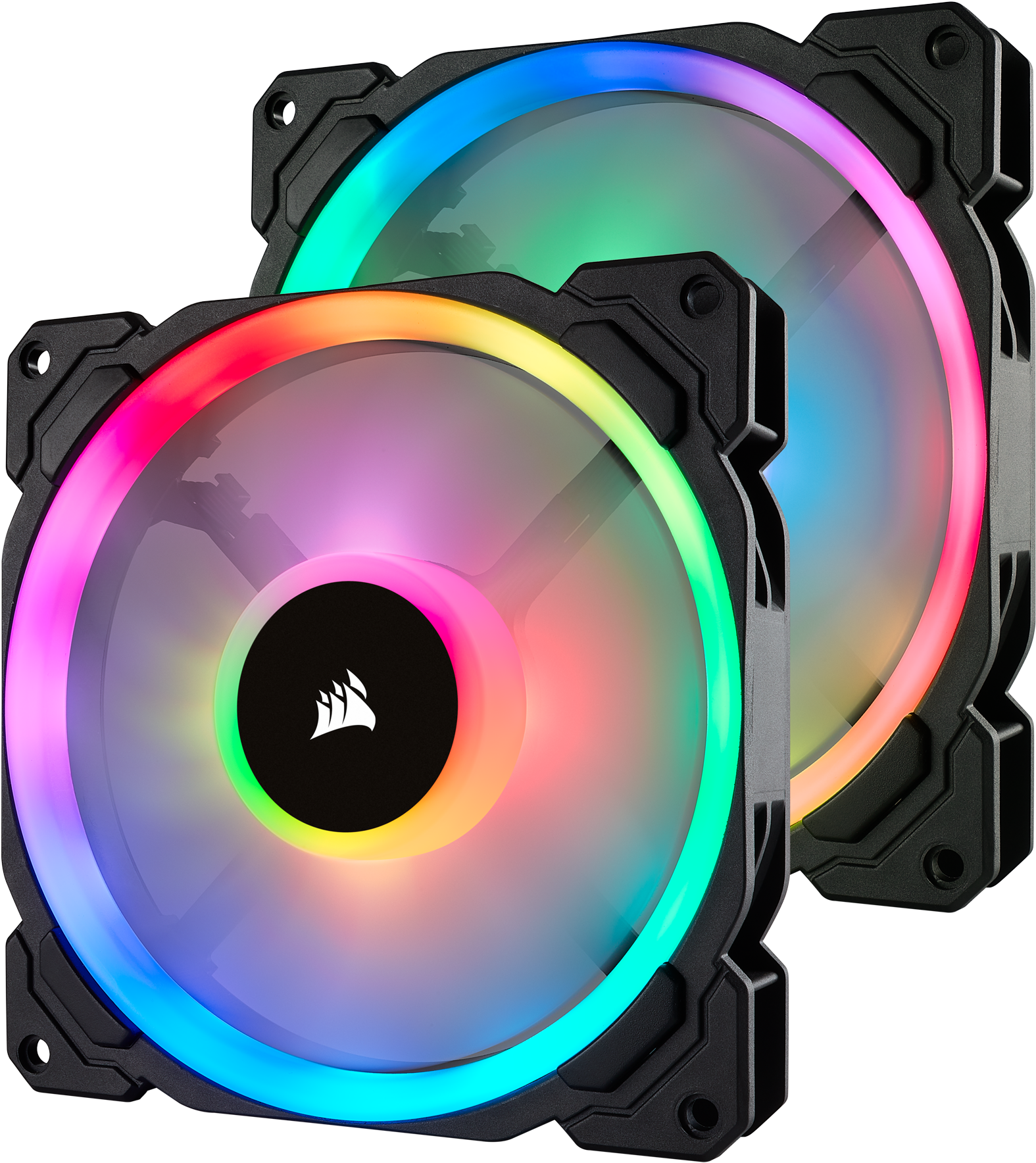 Corsair Ll Series Co 9050074 Ww Ll140 Rgb, 140mm Dual - Corsair Ll140 Rgb Twin Pack With Lighting Node Pro Clipart (1649x1800), Png Download