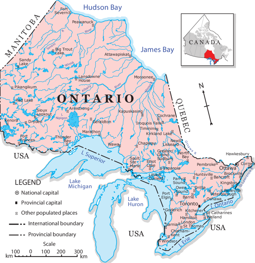The Map Of Ontario, Canada - Matheson Ontario Clipart (850x874), Png Download