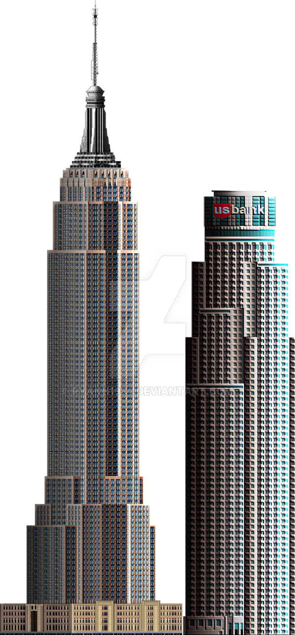 Vector Transparent Download State Building And The - Us Bank Tower Vs Empire State Building Clipart (600x1291), Png Download