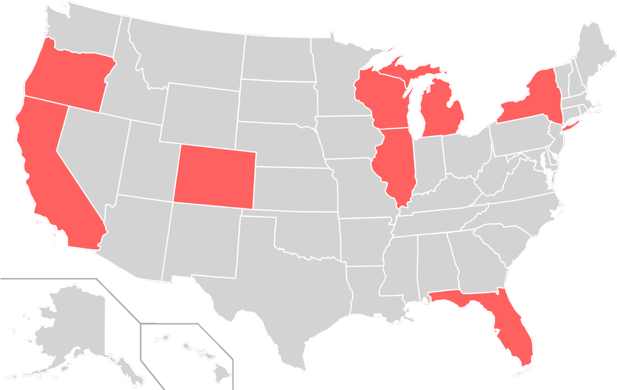 Home States Of Socialist Party Of The United States - Animated Map Of Us Clipart (1280x791), Png Download