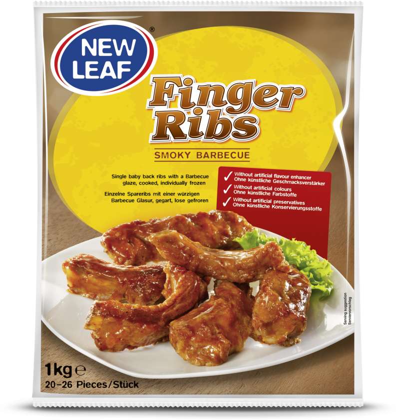 New Leaf Finger Ribs Smokey Bbq - Convenience Food Clipart (871x1024), Png Download
