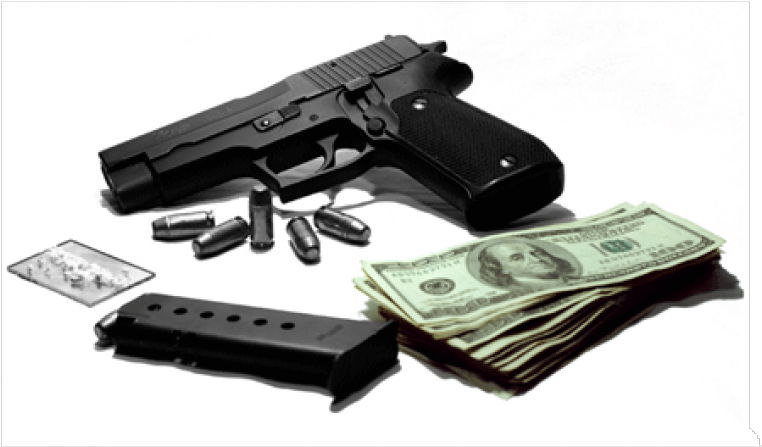 Two Busted For Drugs, Weapons During Gang Unit Search - Guns Drugs And Money Clipart (800x500), Png Download