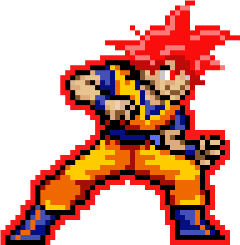 Goku Ssj God - Super Saiyan Goku Pixel Art Clipart (600x550), Png Download