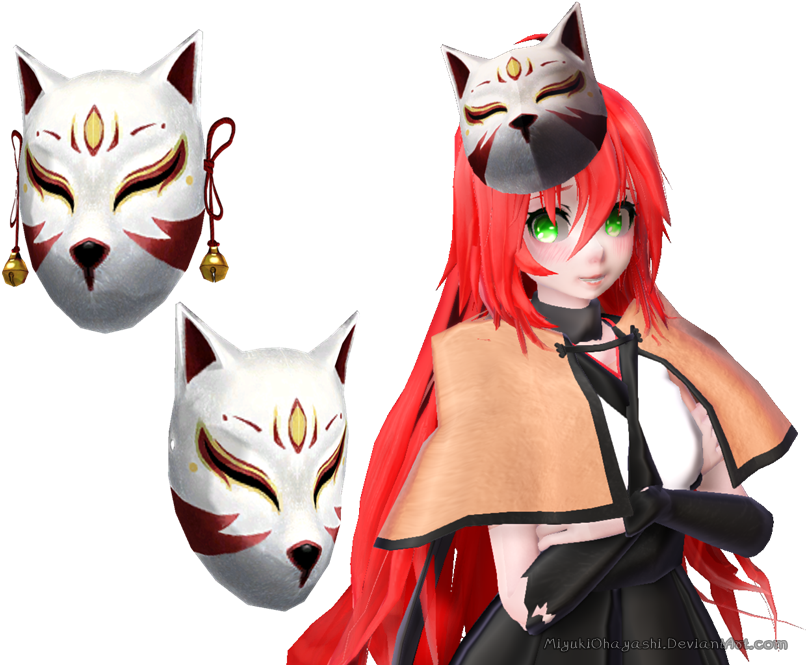 Kitsune Mask Png - Mmd Fox Mask Dl Clipart (832x666), Png Download
