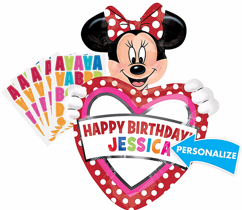 Minnie Mouse Personalized Happy Birthday Balloon - Happy 30th Birthday Fisney Clipart (800x1088), Png Download